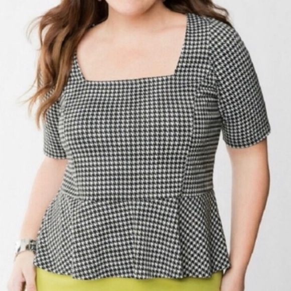 Lane Bryant Tops - Lane Bryant Peplum Houndstooth Knit Top 26/28